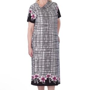 Mandarin Collar adaptive Black Wrap Style Open-Back Women Dress 2 Pockets Size L